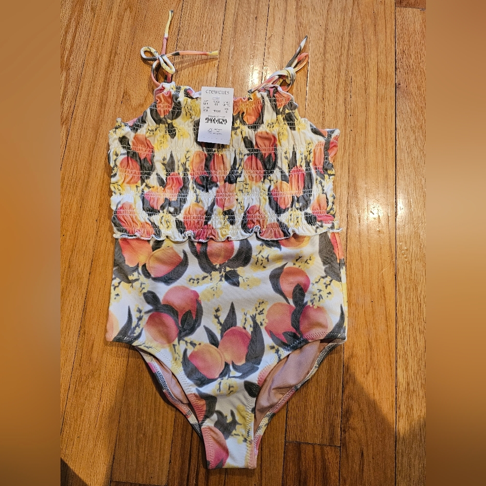 NWT Crewcuts Swimsuit with Peach Print